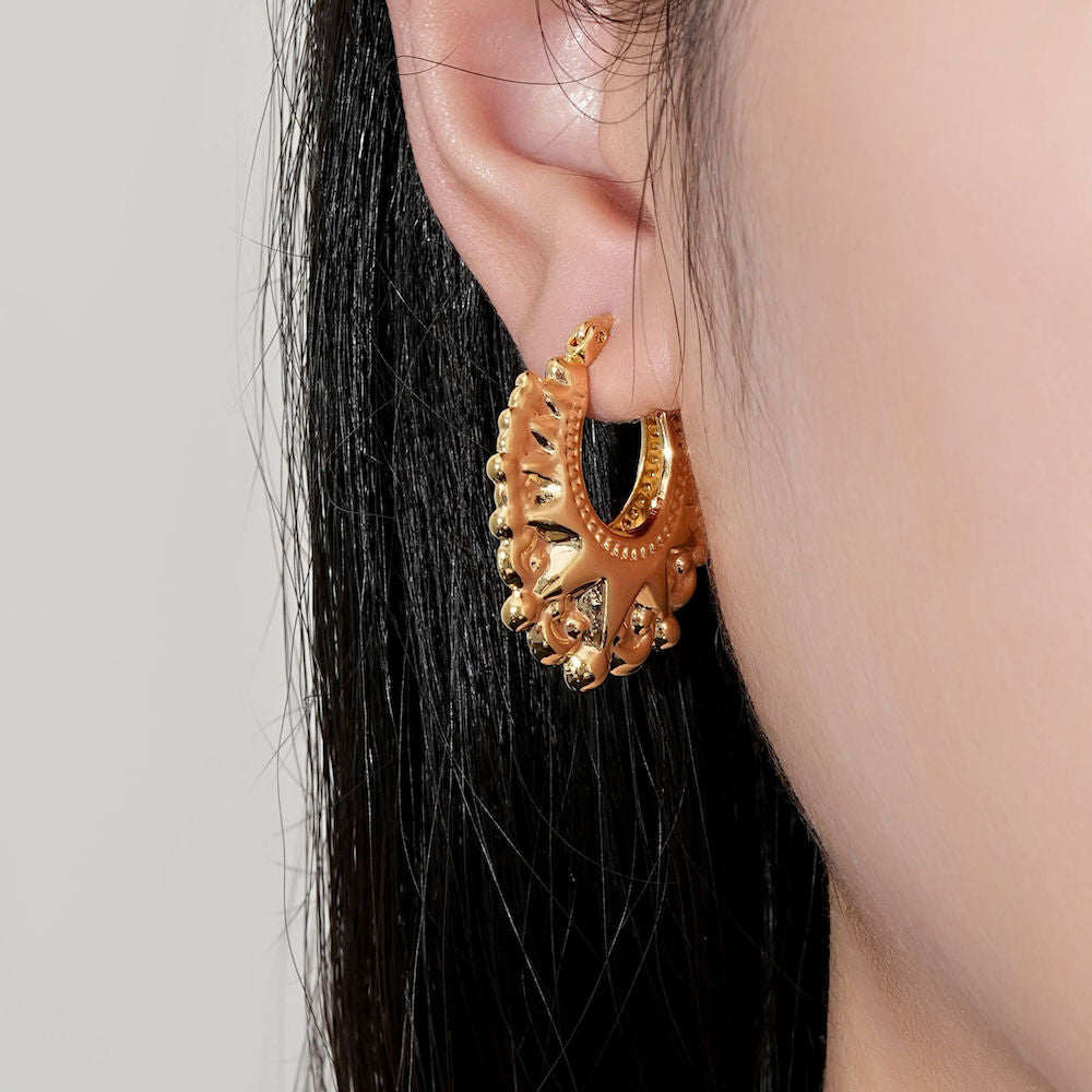 25mm Gold Round Gypsy Creole Earrings